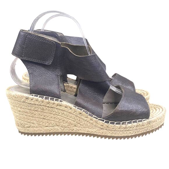 Eileen Fisher Women's Willow Metallic Pewter Stappy Espadrille Size US 8 - Picture 1 of 9